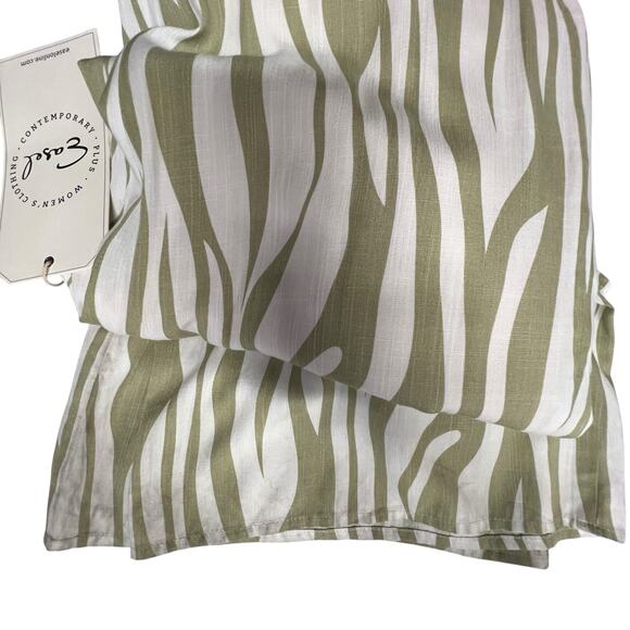 Easel Wide Leg Abstract Zebra Ruffled Flutter Sleeve Sage White Jumpsuit S NWT - Picture 9 of 12